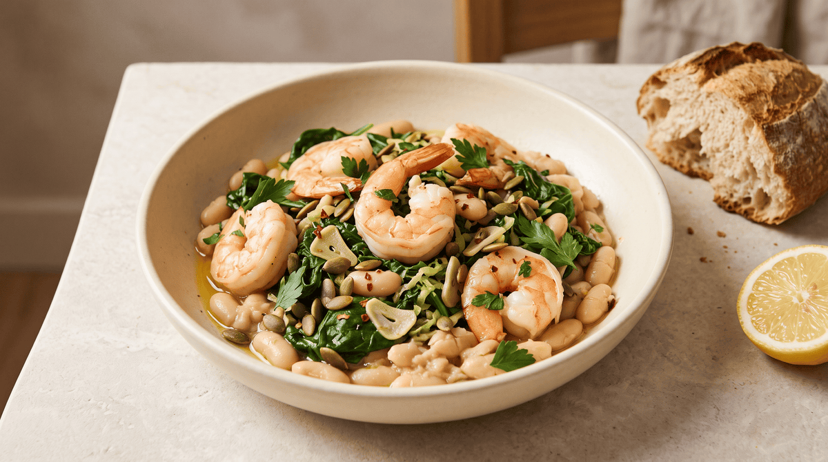 Prawns, White Beans & Greens: A Dinner for Sperm Health